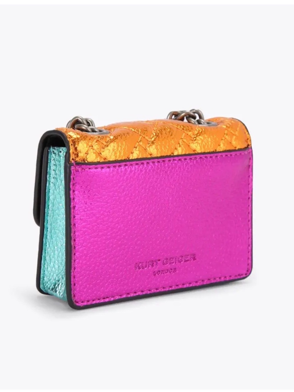 Kurt Geiger Metallic Copper, Silver & Teal Mini Chain Bag - Picture 3 of 11